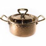 FAITOUT EN CUIVRE INTERIEUR INOX AVEC COUVERCLE D 19