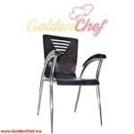 CHAISE EN BOIS PIEDS EN INOX AVEC ACCOUDOIRS MARRON DAUPHIN