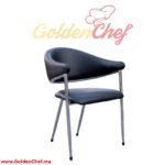 CHAISE METALIQUE CHROME ET SIMILI CUIR AVEC ACCOUDOIRS NOIR GINO