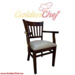 CHAISE EN BOIS AVEC ACCOUDOIRE ASSISE EN SIMILI CUIR JAYA