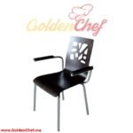 CHAISE EN BOIS PIEDS EN INOX AVEC ACCOUDOIRS MARRON MICHIGAN