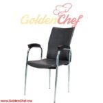 CHAISE METALIQUE CHROME ET SIMILI CUIR AVEC ACCOUDOIRS NOIR MOLIN