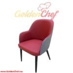 CHAISE EN BOIS AVEC ACCOUDOIRS ET ASSISE EN SIMILI CUIR SUN ARM