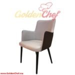 CHAISE EN BOIS AVEC ACCOUDOIRS ET ASSISE EN SIMILI CUIR SUN ARM EYO